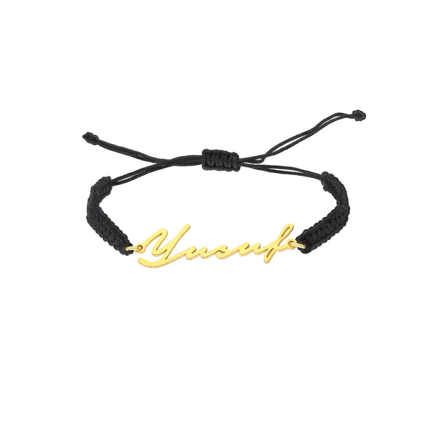 SIGNATUR ARMBAND MIT SCHWARZES SEIL aus 925 Silber - Eleganter Armband - AURIME