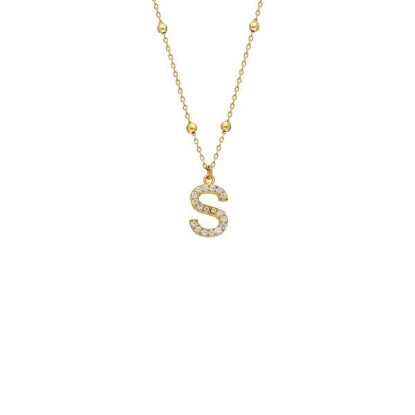 Zirkonia Vintage Letter Necklace - 925 SILBER aus 925 Silber - Hochwertiger Schmuck - AURIME