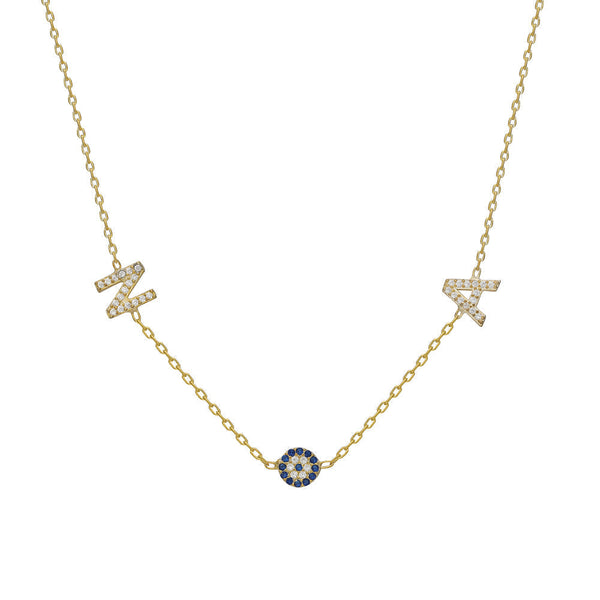 DUO INITIALEN NAZAR NECKLACE aus 925 Silber - Hochwertiger Schmuck - AURIME