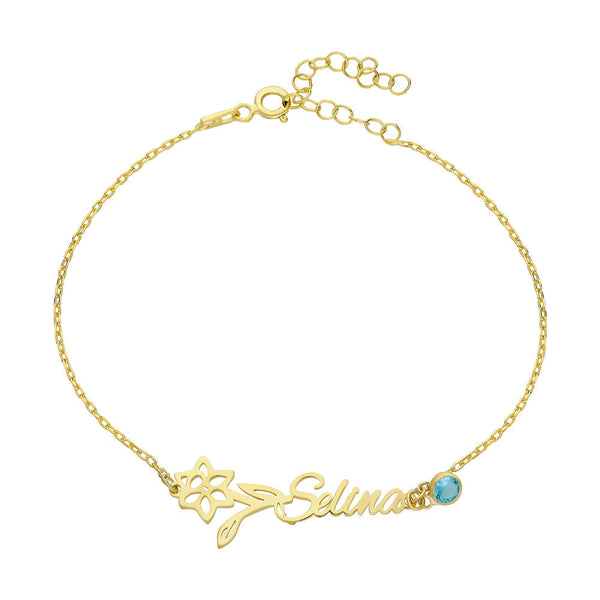 GEBURTSBLUMEN ARMKETTE aus 925 Silber - Eleganter Halskette - AURIME
