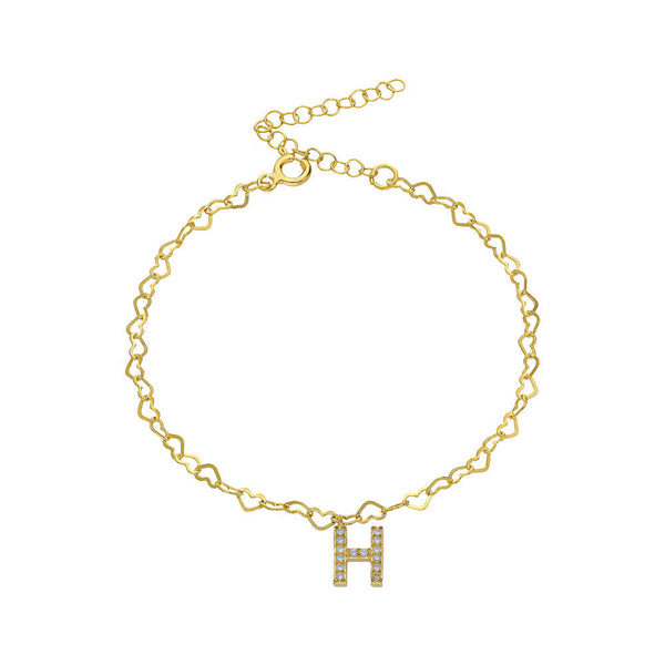 HERZ CHAIN ARMKETTE MIT INITIALEN aus 925 Silber - Eleganter Halskette - AURIME