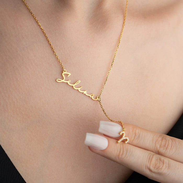 Name necklace with dangling zodiac sign | 925 silver