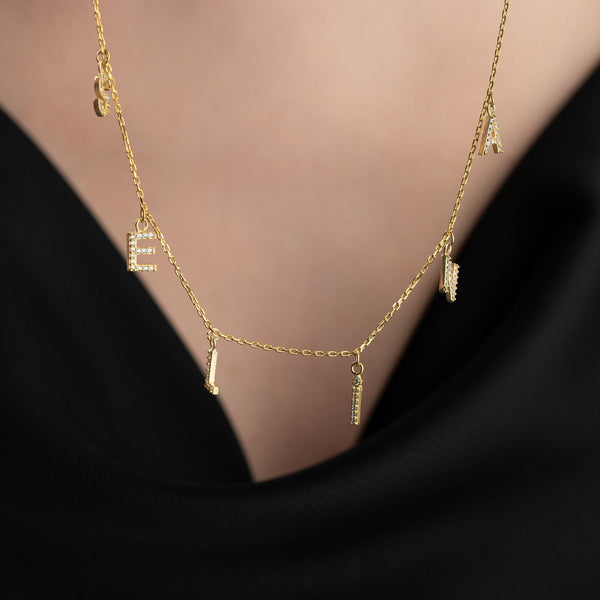 CHOCKER ZIRKONIA NAMENSKETTE aus 925 Silber - Eleganter Halskette - AURIME