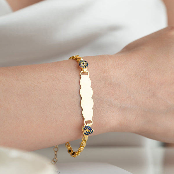 Gersten Babyfuss Nazar Kinder Armband aus 925 Silber, handgefertigt, mit zarten Babyfuß-Designs, von Aurime.