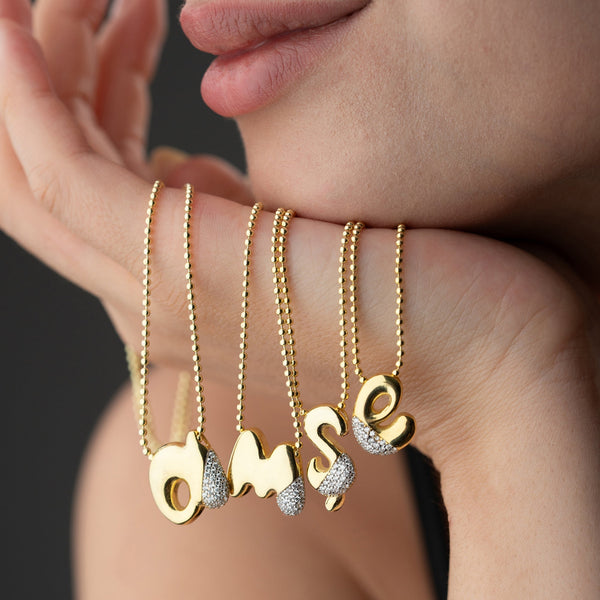 BUBBLE BUCHSTABENKETTE aus 925 Silber - Eleganter Halskette - AURIME
