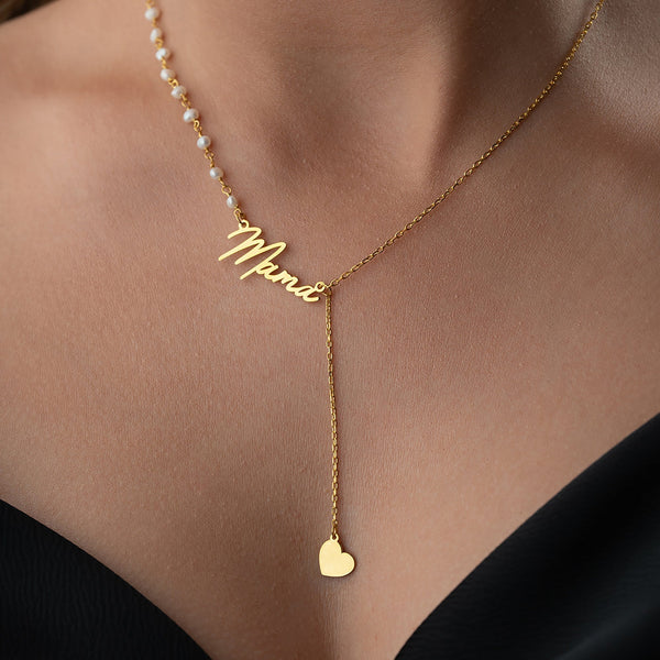 PEARL HEART NAMENS KETTE aus 925 Silber - Eleganter Halskette - AURIME