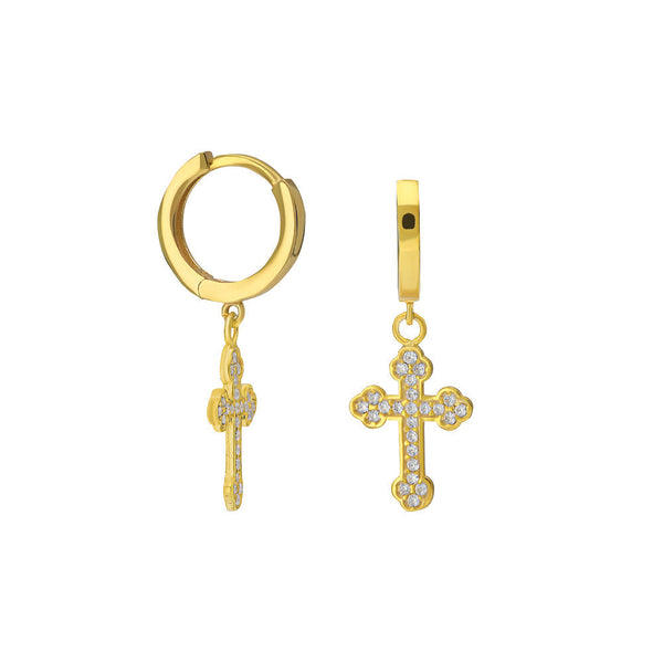 Zirkonia-Kreuz-Ohrringe aus 925 Silber von Aurime, funkelnde Schmuckstücke mit Kreuzdesign für Damen.