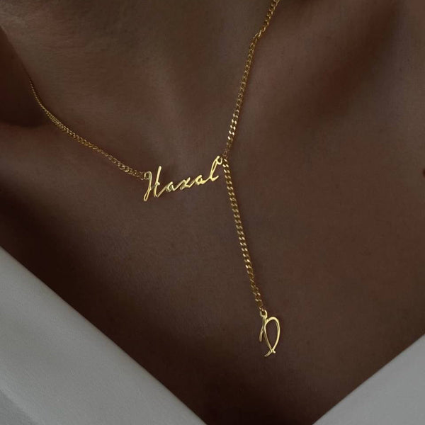 GOURMET CHAIN SWINGING NAME UND BUCHSTABE HALSKETTE aus 925 Silber - Eleganter Halskette - AURIME