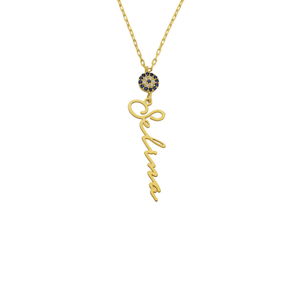 SIGNATUR NAMENSKETTE MIT NAZARSTEIN aus 925 Silber - Eleganter Halskette - AURIME