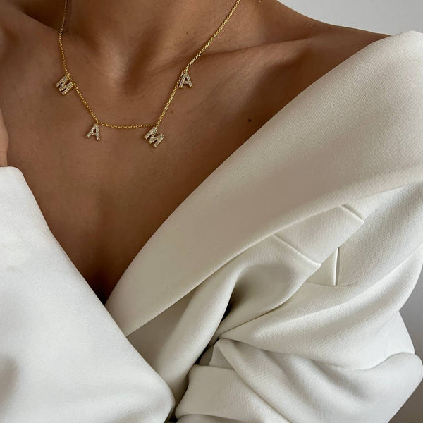 AURIME CHOCKER Mama Kette mit Zirkonia Stein aus 925 Silber, enge Halskette mit funkelndem Zirkonia-Detail.