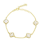 CELEBRTY WEISSE KLEE ARMKETTE aus 925 Silber - Eleganter Halskette - AURIME