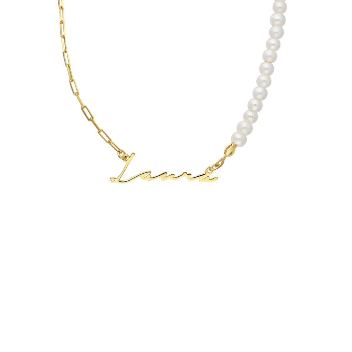 PERLEN ANKER KOMBI SIGNATUR NAMENSKETTE aus 925 Silber - Eleganter Halskette - AURIME