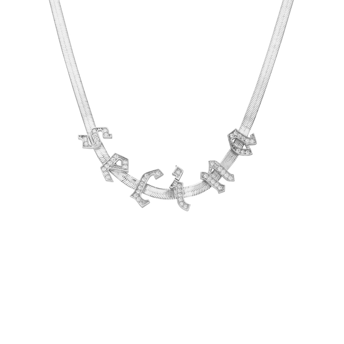 GOTHIC ZIRKONIA BUCHSTABEN SNAKEKETTE aus 925 Silber - Eleganter Halskette - AURIME