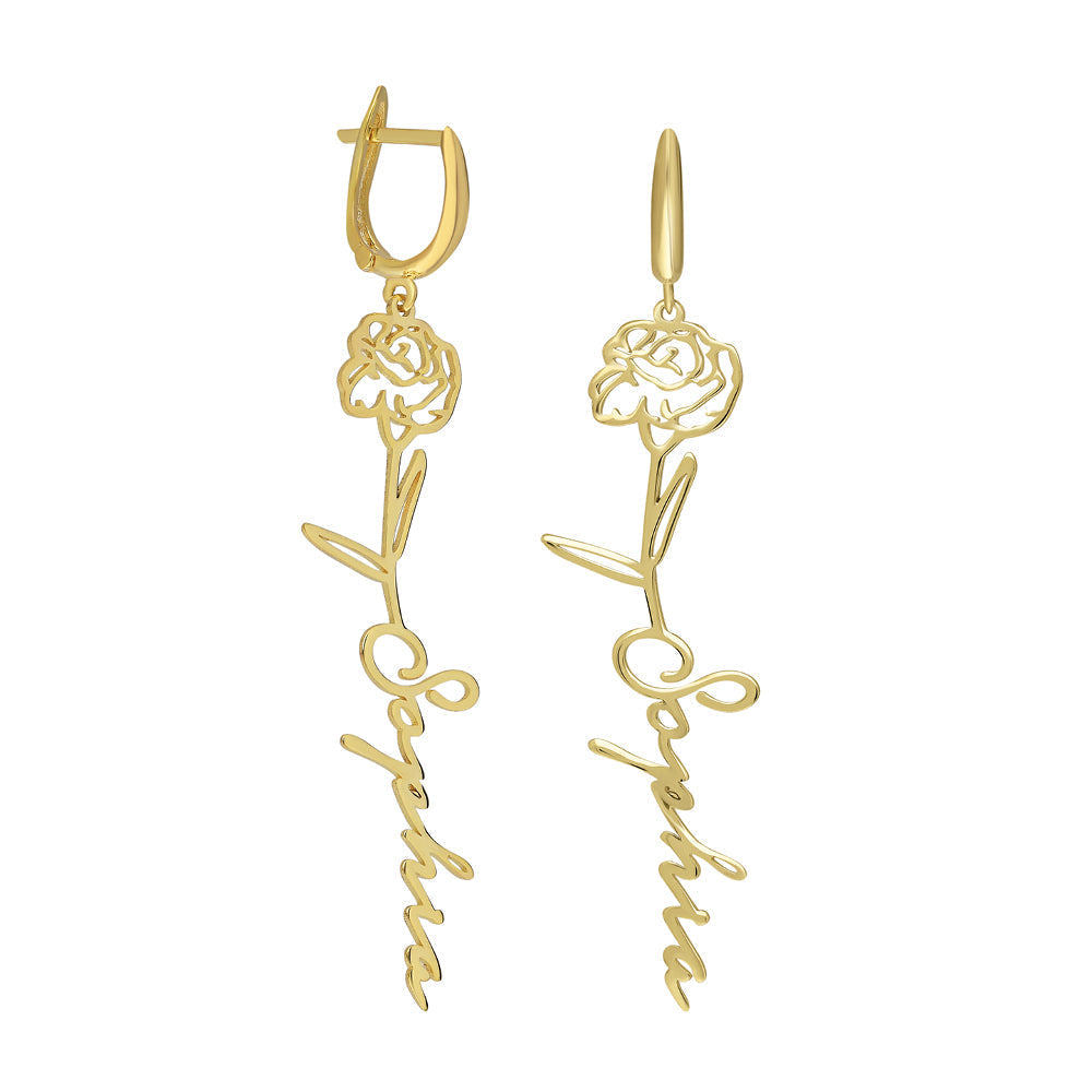 PERSONALISIERTE GEBURTSBLUMEN OHRRINGE aus 925 Silber - Eleganter Ohrringe - AURIME