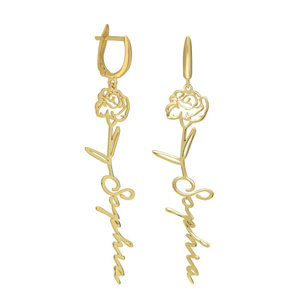 PERSONALISIERTE GEBURTSBLUMEN OHRRINGE aus 925 Silber - Eleganter Ohrringe - AURIME