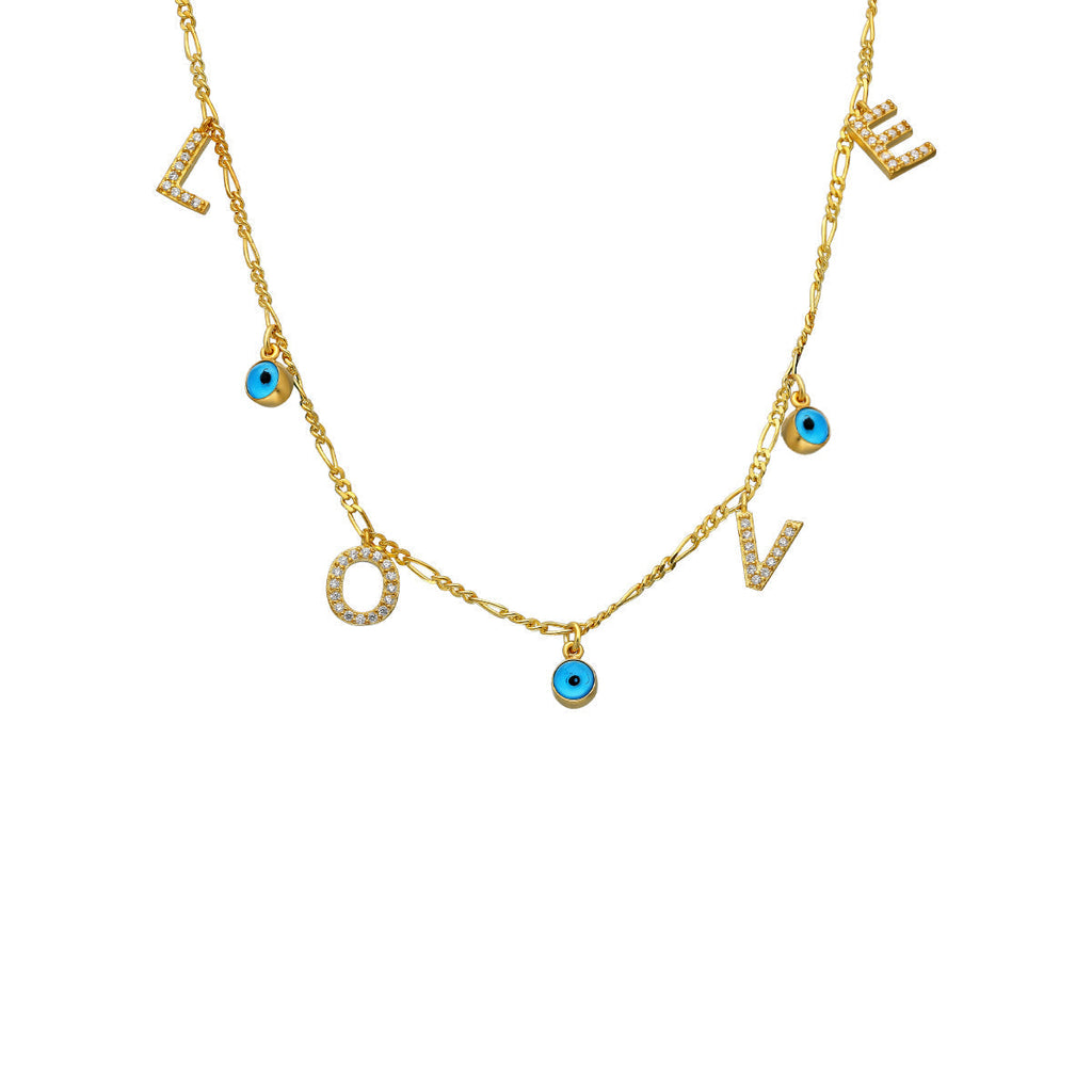 NAMENSKETTE MIT BUCHSTABEN UND NAZAR aus 925 Silber - Eleganter Halskette - AURIME