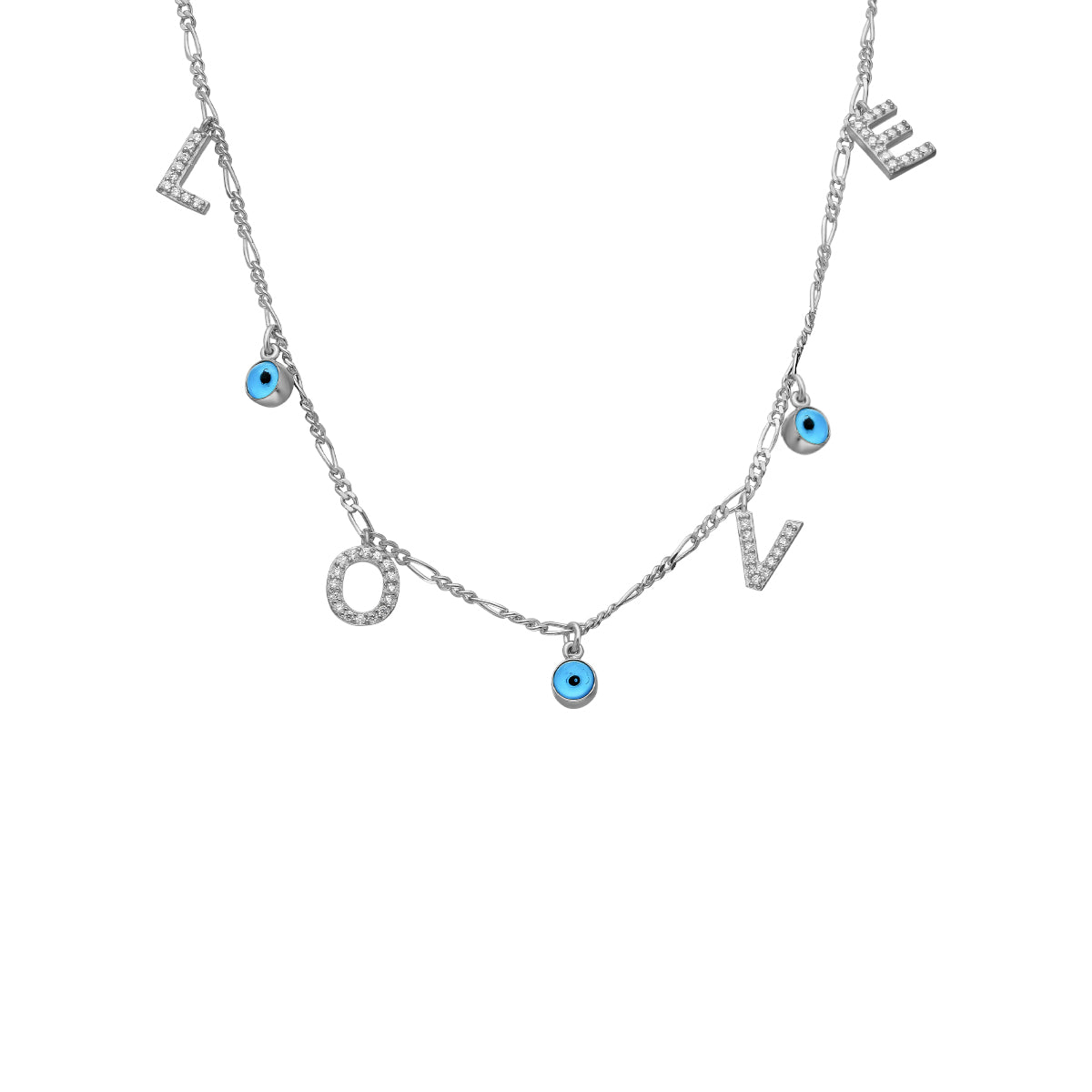 NAMENSKETTE MIT BUCHSTABEN UND NAZAR aus 925 Silber - Eleganter Halskette - AURIME