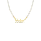 OLD ENGLISH NAMENSKETTE MIT PERLEN aus 925 Silber - Eleganter Halskette - AURIME