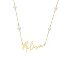 SIGNATUR NAMENSKETTE MIT PERLEN aus 925 Silber - Eleganter Halskette - AURIME