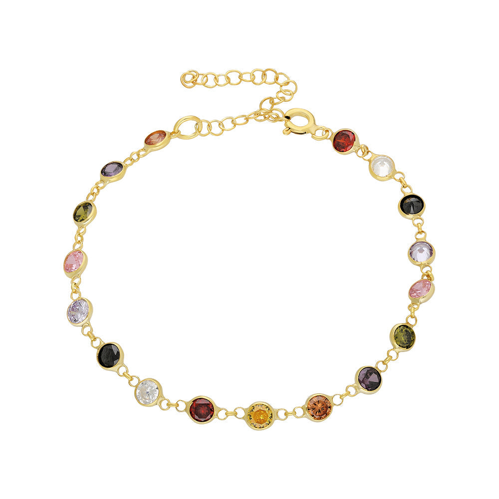 COLORFULL ZIRKONIA STEIN ARMKETTE aus 925 Silber - Eleganter Halskette - AURIME