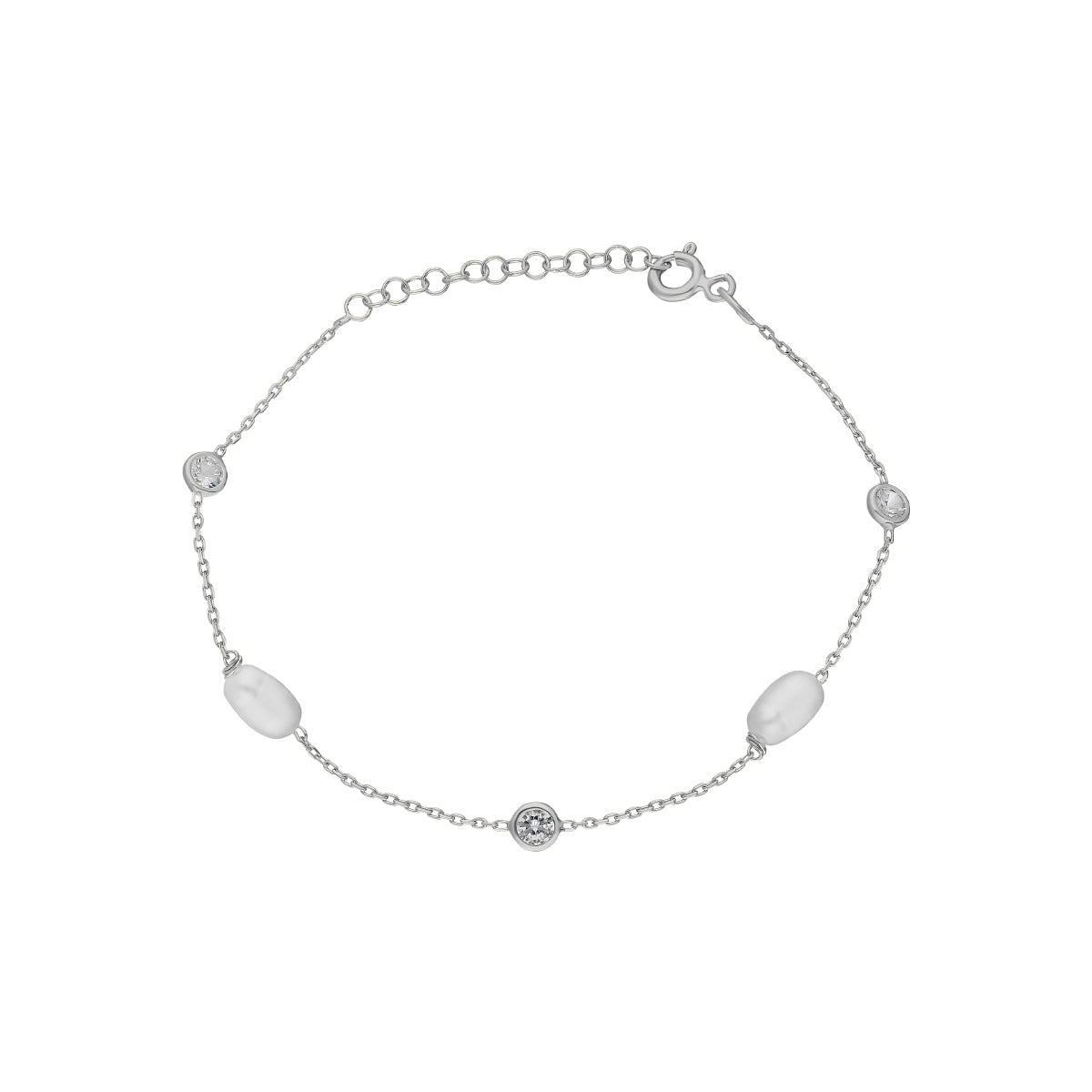 STEIN ARMKETTE MIT PERLEN aus 925 Silber - Eleganter Halskette - AURIME