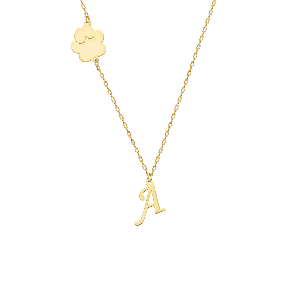 PFOTE KETTE MIT BUCHSTABE aus 925 Silber - Eleganter Halskette - AURIME