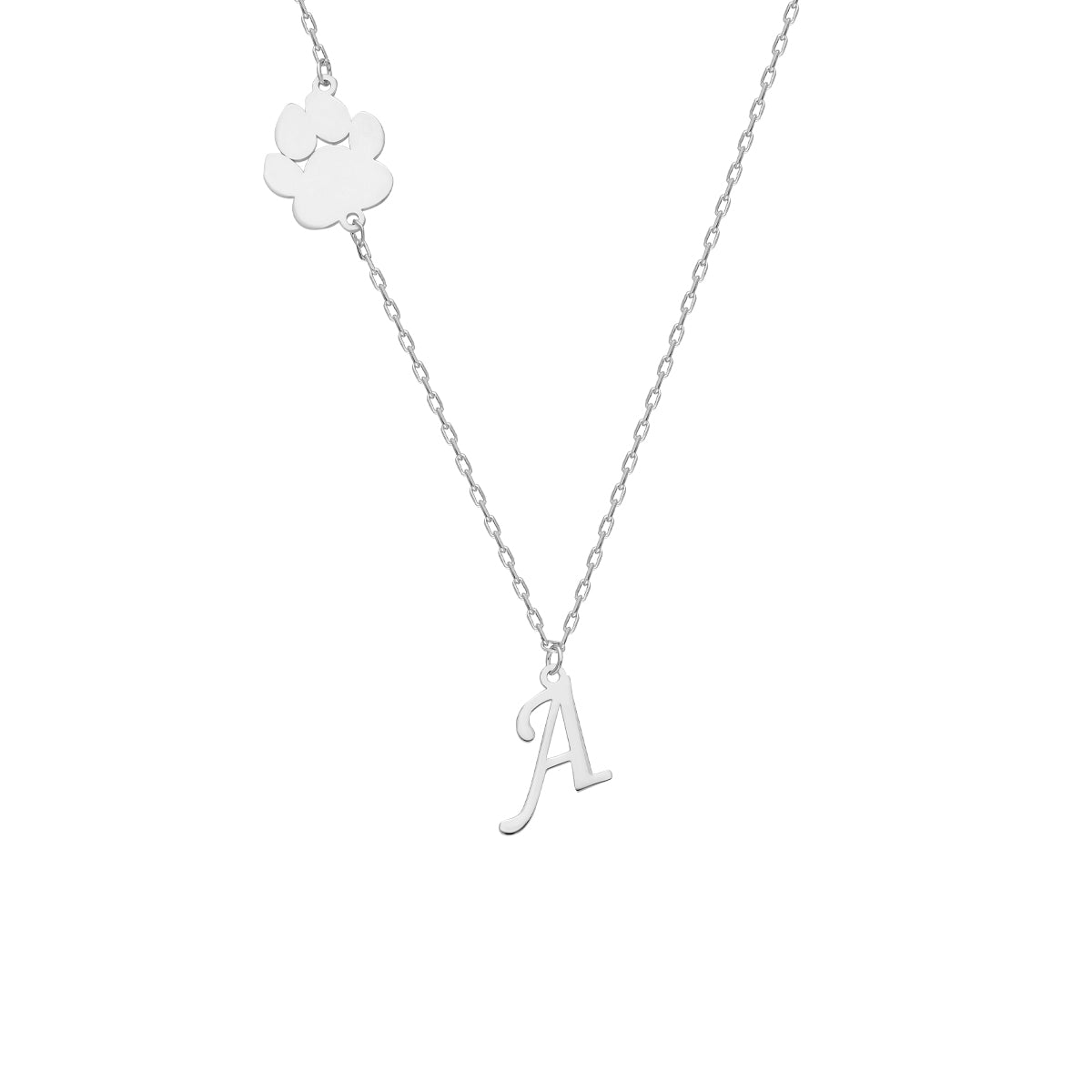 PFOTE KETTE MIT BUCHSTABE aus 925 Silber - Eleganter Halskette - AURIME