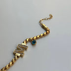 GERSTEN LETTER ARMKETTE MIT NAZAR aus 925 Silber - Eleganter Halskette - AURIME