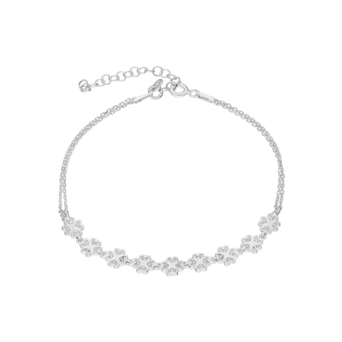 KLEEBLATT ARMKETTE MIT ZIRKONIA aus 925 Silber - Eleganter Halskette - AURIME