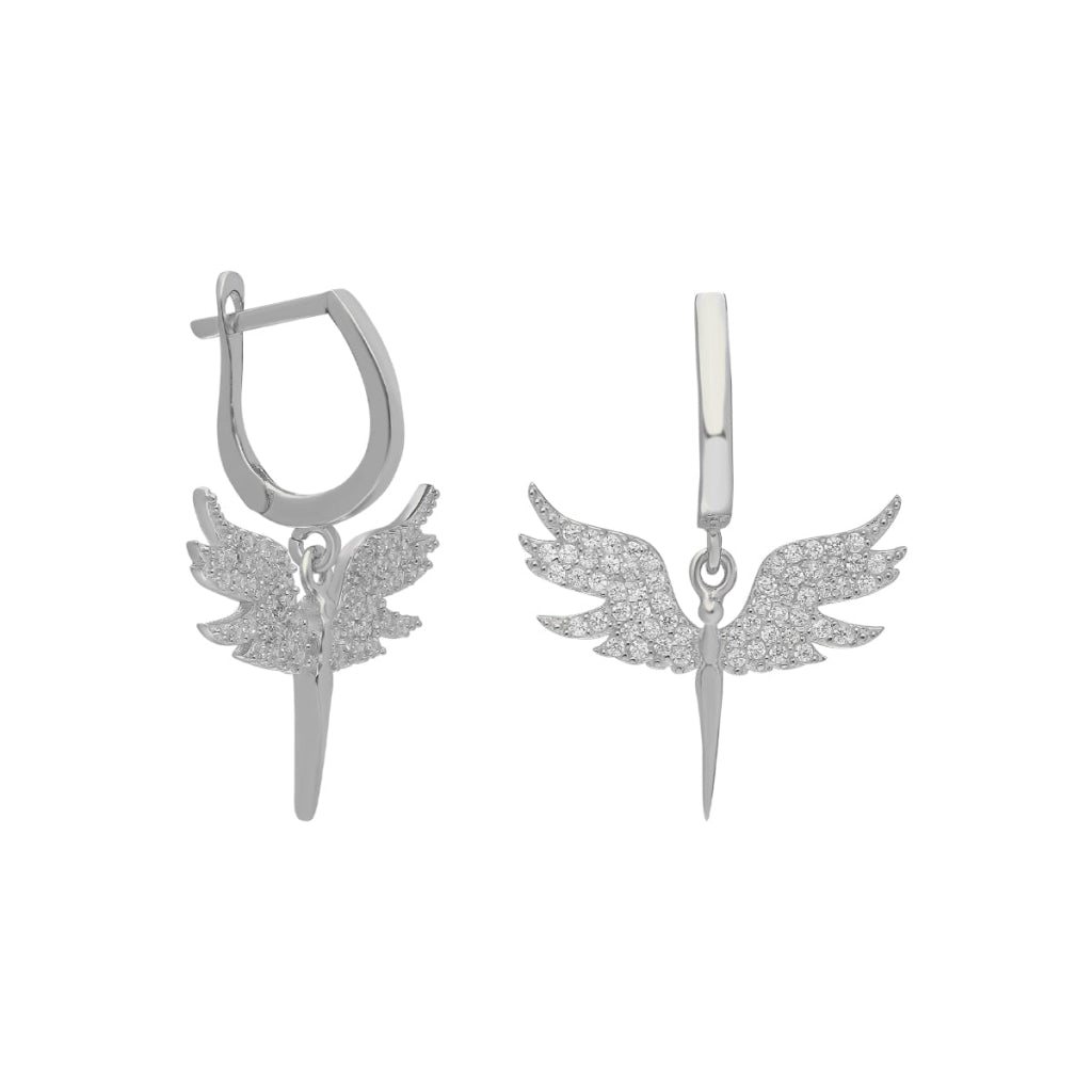 SCHUTZENGELS OHRRINGE WHITE STONE aus 925 Silber - Eleganter Ohrringe - AURIME