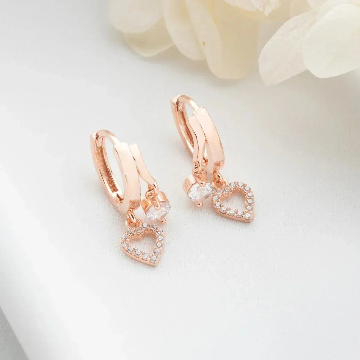 MINI HERZ & ZIRKONIA OHRRING aus 925 Silber - Eleganter Ohrringe - AURIME