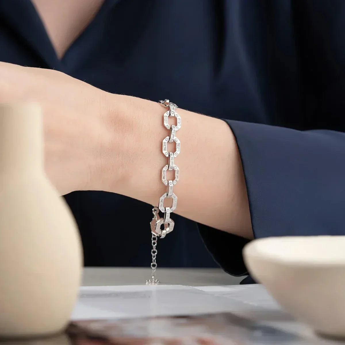 FINESSE STEIN ARMBAND aus 925 Silber - Eleganter Armband - AURIME