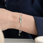 GRÜNER STEIN BAGUETTE ARMBAND aus 925 Silber - Eleganter Armband - AURIME