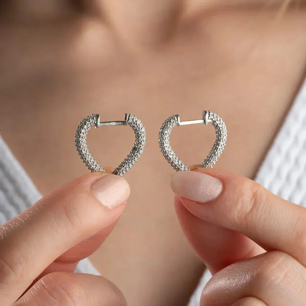 HERZ ZIRKONIA OHRRING aus 925 Silber - Eleganter Ohrringe - AURIME