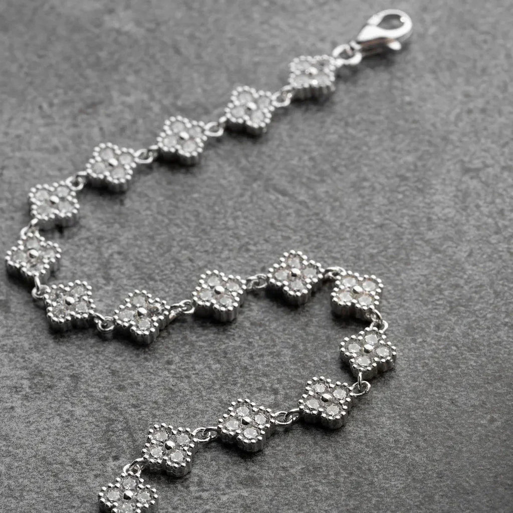 ZIRKON STEIN KLEE ARMBAND aus 925 Silber - Eleganter Armband - AURIME