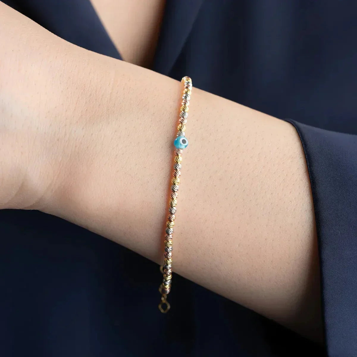 TRICOLOR DORICA EVIL EYE ARMBAND aus 925 Silber - Eleganter Armband - AURIME