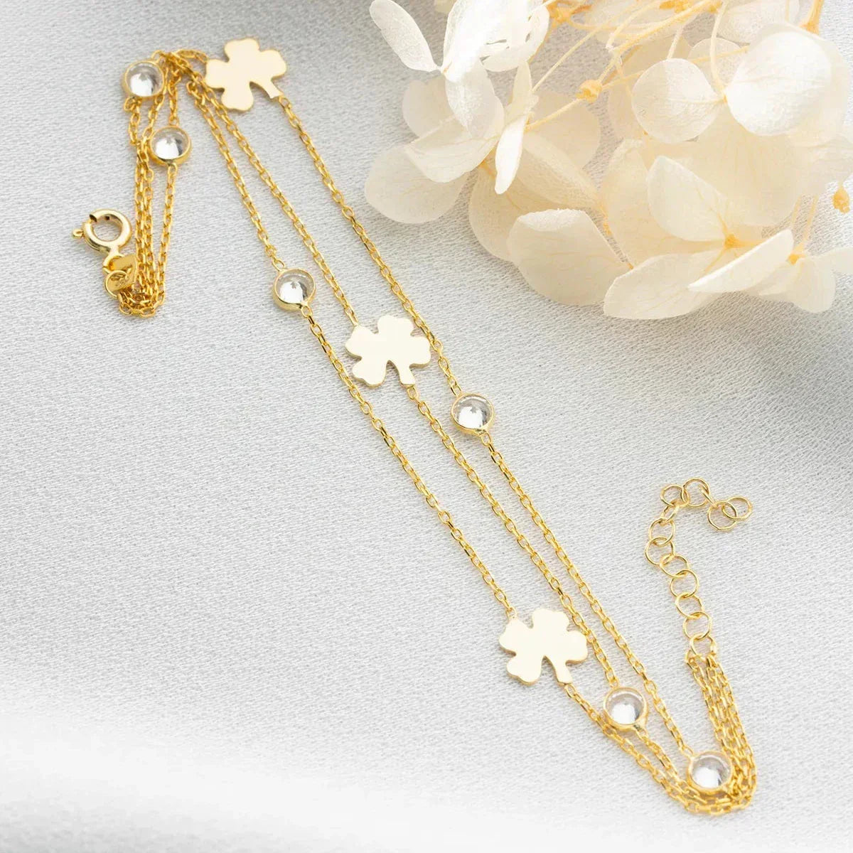 3 REIHEN KLEE STEIN ARMBAND | 925 SILBER