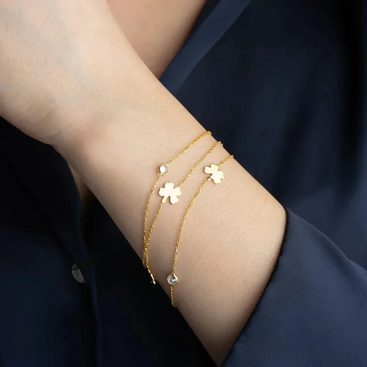 3 ROWS CLOVER STONE BRACELET | 925 SILVER