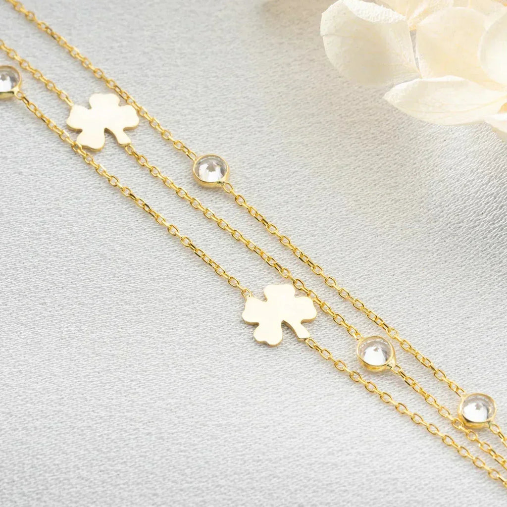 3 REIHEN KLEE STEIN ARMBAND | 925 SILBER