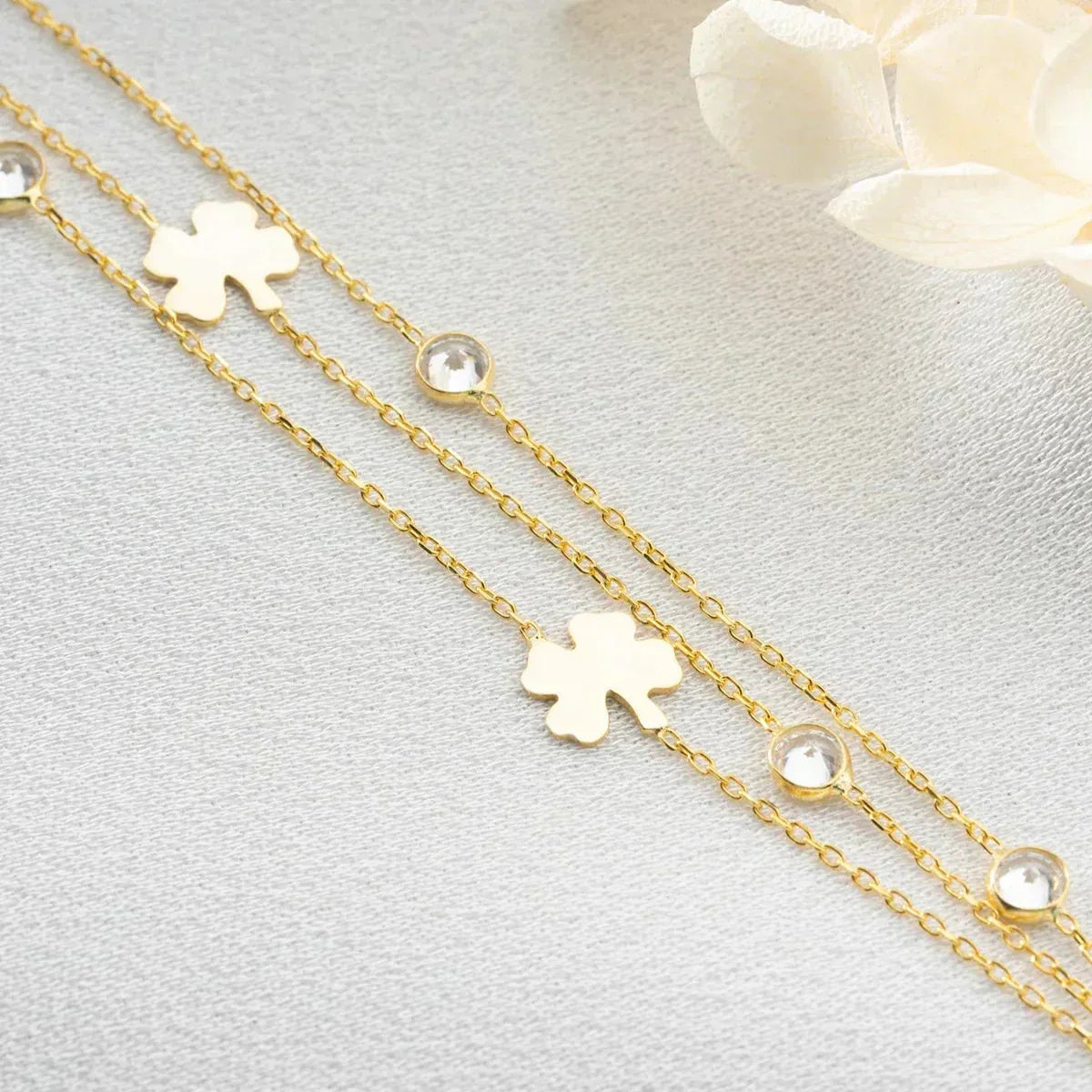 3 REIHEN KLEE STEIN ARMBAND | 925 SILBER