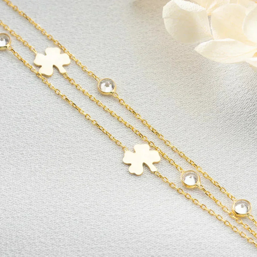 3 ROWS CLOVER STONE BRACELET | 925 SILVER