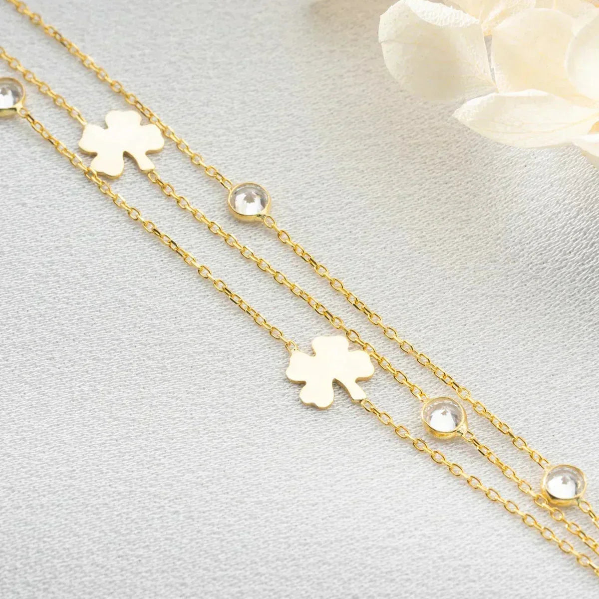 3 ROWS CLOVER STONE BRACELET | 925 SILVER