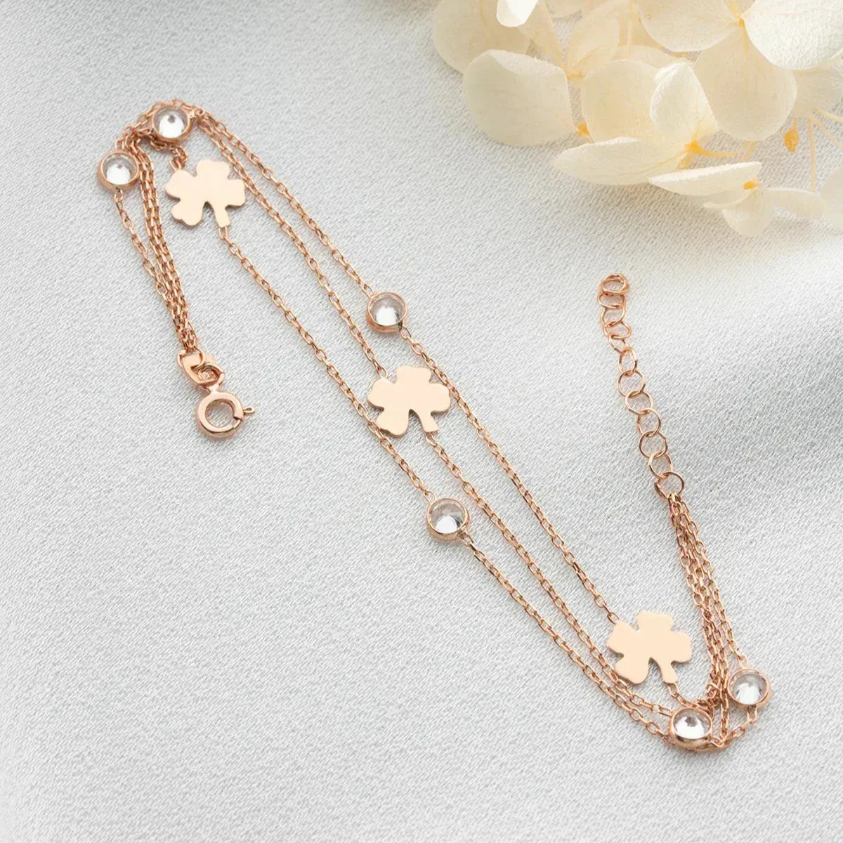3 ROWS CLOVER STONE BRACELET | 925 SILVER