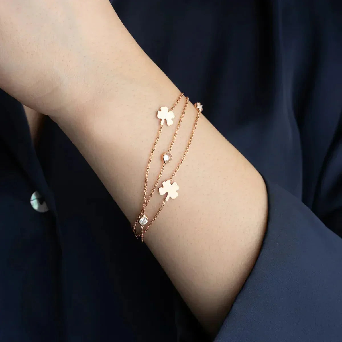 3 ROWS CLOVER STONE BRACELET | 925 SILVER