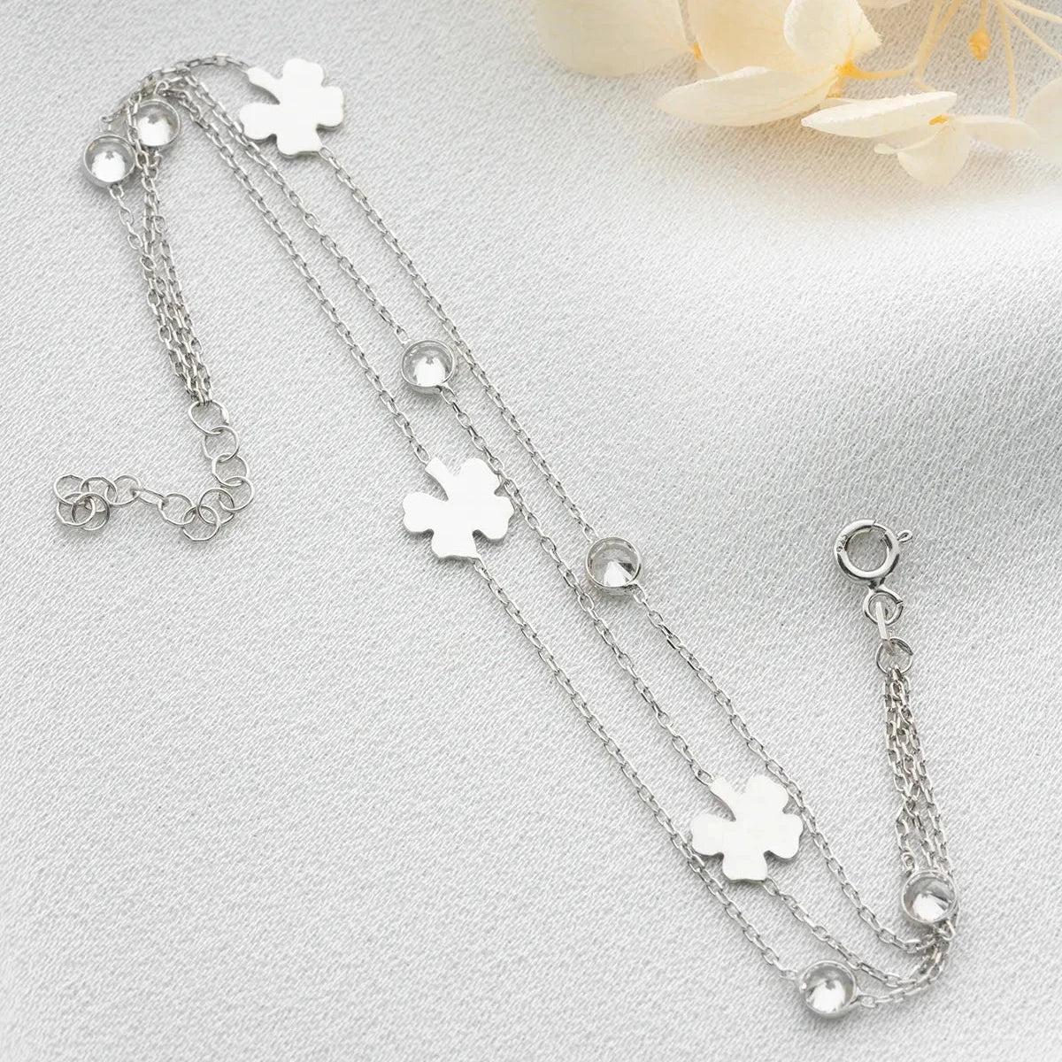 3 ROWS CLOVER STONE BRACELET | 925 SILVER