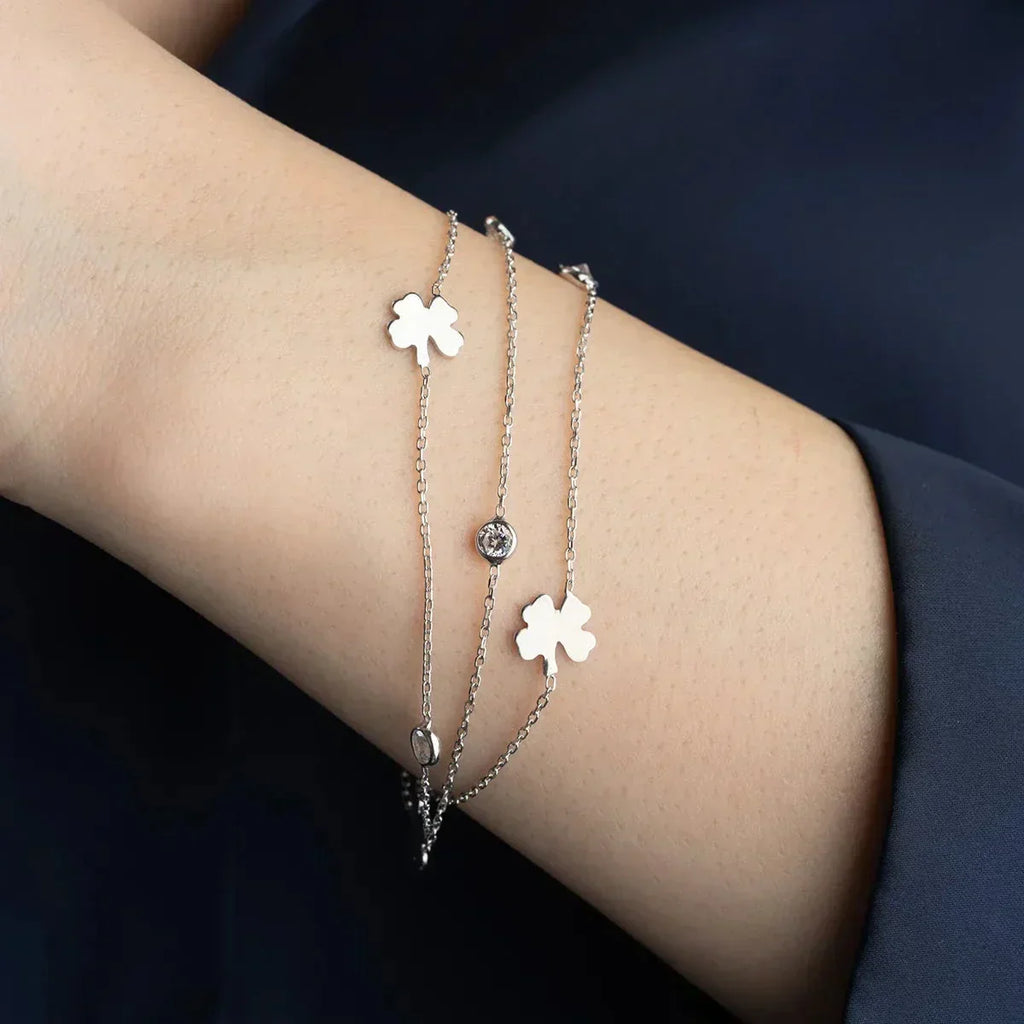 3 ROWS CLOVER STONE BRACELET | 925 SILVER