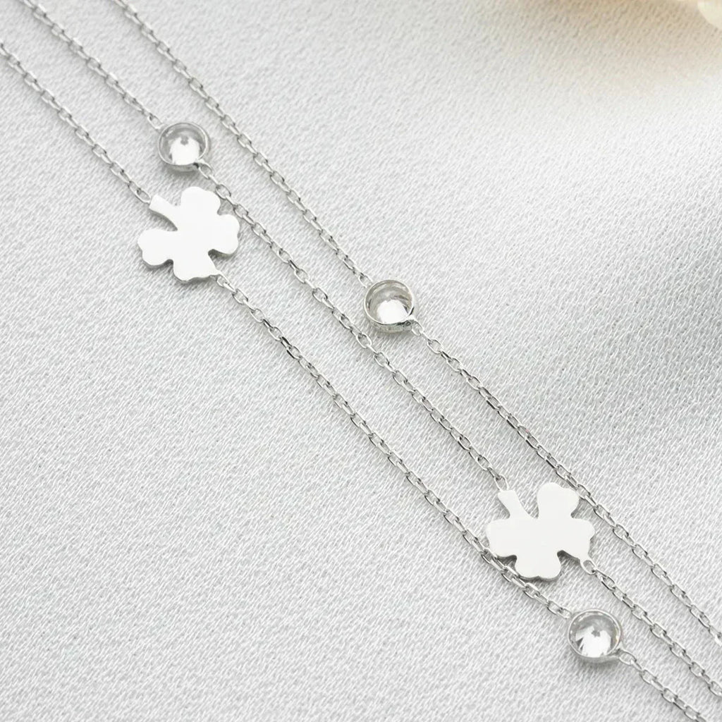 3 ROWS CLOVER STONE BRACELET | 925 SILVER