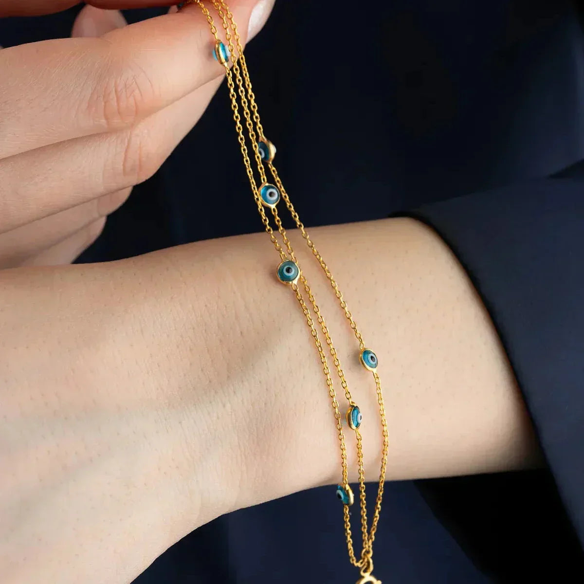 3 ROWS MINI NAZAR BRACELET | 925 SILVER 