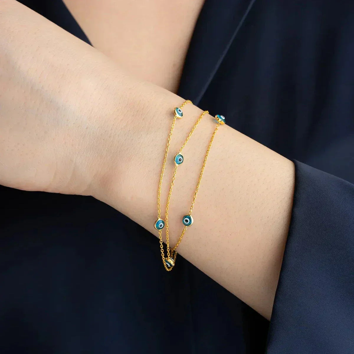 3 ROWS MINI NAZAR BRACELET | 925 SILVER 