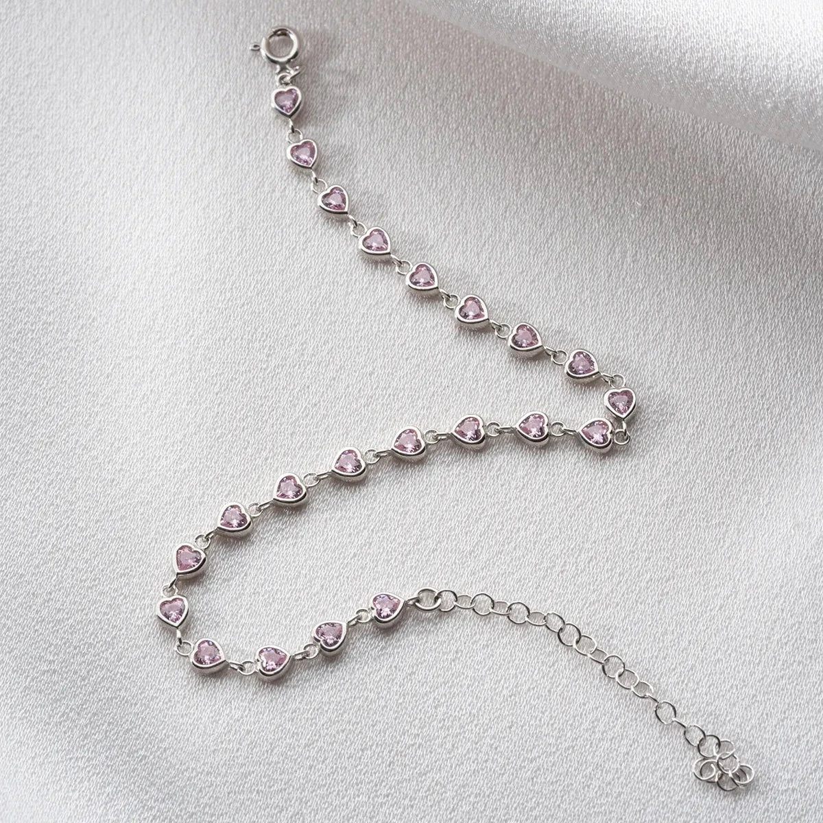 MINI ROZA HERZ ARMBAND aus 925 Silber - Eleganter Armband - AURIME